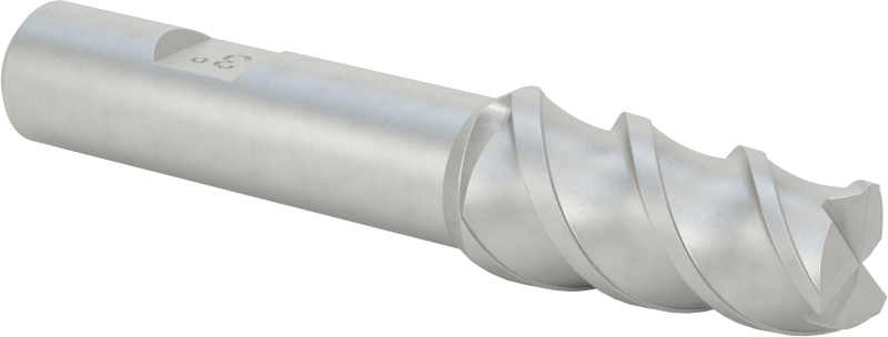 Kaplamasız Kobalt Çelik Konik Kare Uçlu Freze, 3 Derece Konik/Yan, 1/2" Freze Çapı, 3-1/4" Toplam Uzunluk