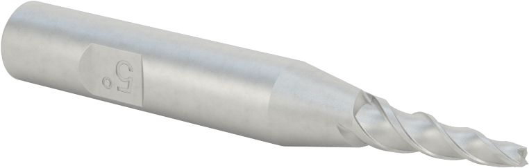 Kaplamasız Kobalt Çelik Konik Kare Uçlu Freze, 5 Derece Koniklik/Yan, 3/32" Freze Çapı, 2-5/8" Toplam Uzunluk