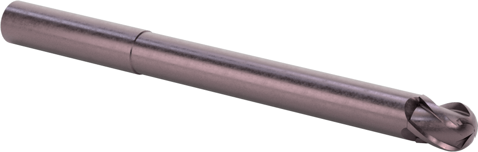 Uzun Uçlu Hızlı Kesim Karbür Küresel Uçlu Freze, AlTiN Kaplamalı, 4 Yiv, 1/2" Freze Çapı, 6" Toplam Uzunluk