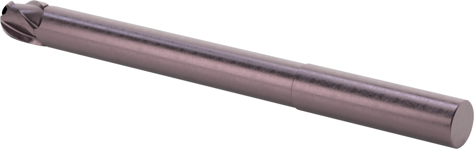 Uzun Uçlu Hızlı Kesim Karbür Küresel Uçlu Freze, AlTiN Kaplamalı, 4 Yiv, 1/2" Freze Çapı, 6" Toplam Uzunluk
