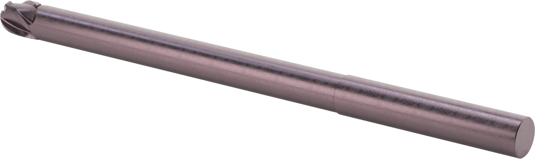 Uzun Uçlu Hızlı Kesim Karbür Küresel Uçlu Freze, AlTiN Kaplamalı, 4 Yiv, 1/2" Freze Çapı, 8" Toplam Uzunluk