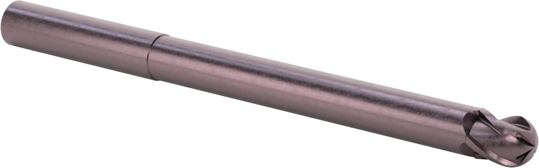 Uzun Uçlu Hızlı Kesim Karbür Küresel Uçlu Freze, AlTiN Kaplamalı, 4 Yiv, 5/8" Freze Çapı, 8" Toplam Uzunluk