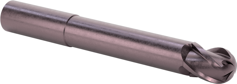 Uzun Uçlu Hızlı Kesim Karbür Küresel Uçlu Freze, AlTiN Kaplamalı, 4 Yiv, 3/4" Freze Çapı, 6" Toplam Uzunluk
