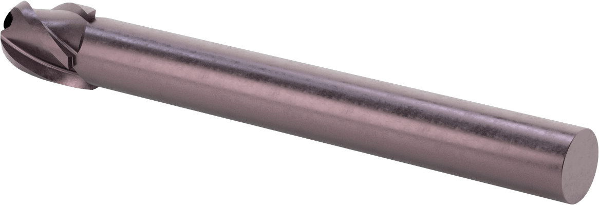 Uzun Uçlu Hızlı Kesim Karbür Küresel Uçlu Freze, AlTiN Kaplamalı, 4 Yiv, 1-1/2" Freze Çapı, 12 inç Toplam Uzunluk