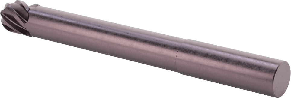 Uzun Uçlu Hızlı Kesim Karbür Küresel Uçlu Freze, AlTiN Kaplamalı, 6 Yiv, 5/8" Freze Çapı, 6" Toplam Uzunluk