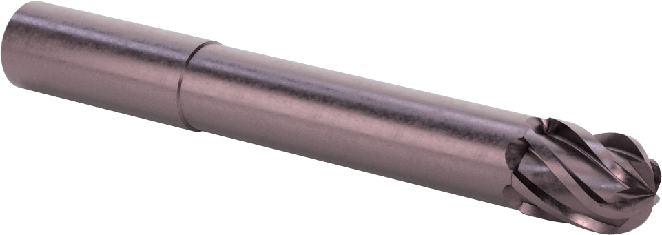 Uzun Uçlu Hızlı Kesim Karbür Küresel Uçlu Freze, AlTiN Kaplamalı, 6 Yiv, 3/4" Freze Çapı, 6" Toplam Uzunluk