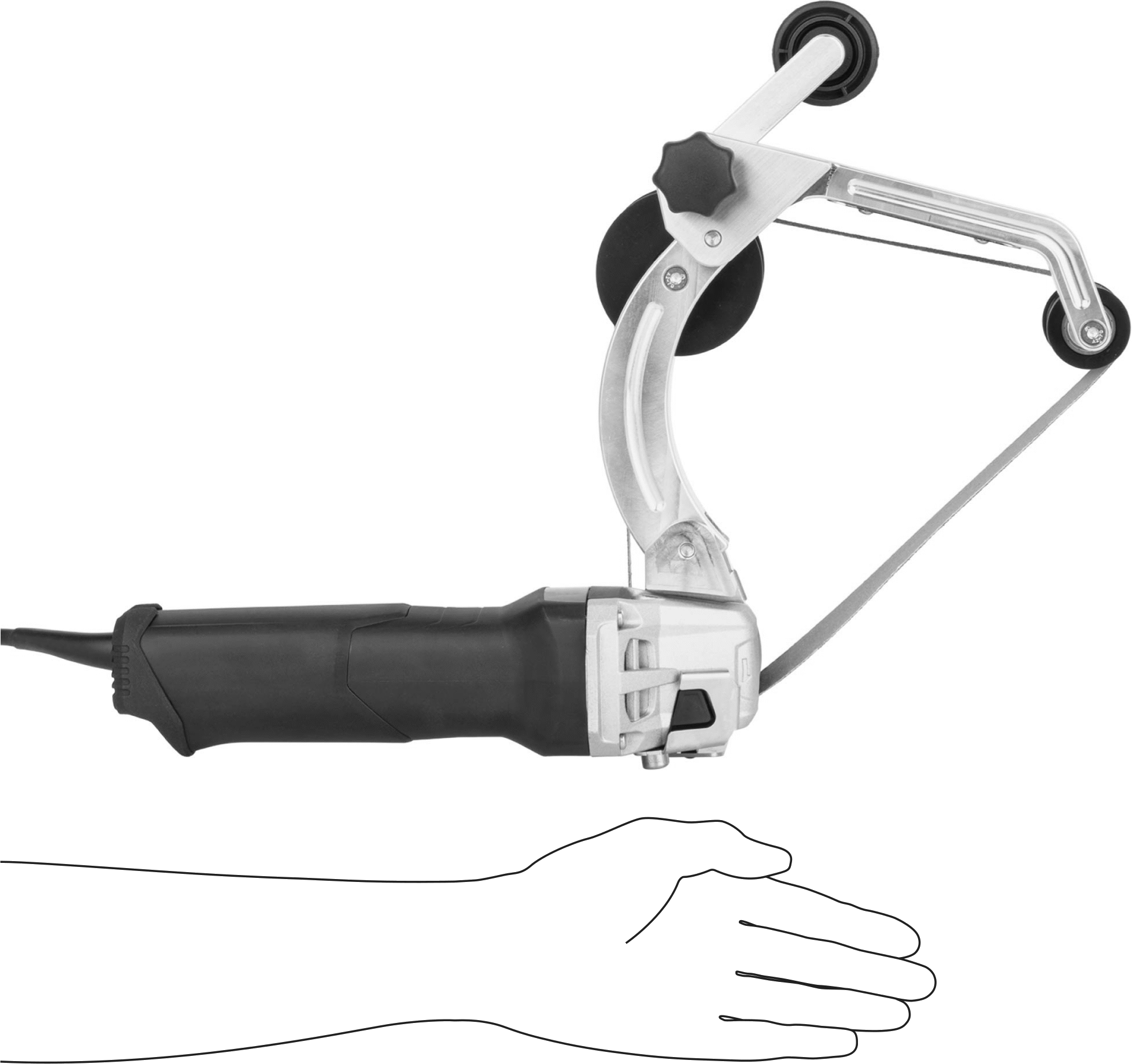 Kavisli Yüzeyler için Elektrikli Bant Zımpara Makinesi, 3/4“ ila 3-1/4” İş Parçası Çapı için