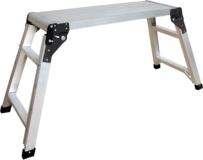 Katlanabilir Çalışma Platformu, 11-3/4“ Genişlik x 30-3/4” Derinlik Yivli Alüminyum Üst Basamak ile