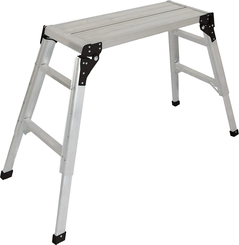 Katlanabilir Çalışma Platformu, 11-3/4“ Genişlik x 30-3/4” Derinlik Yivli Alüminyum Üst Basamak ile