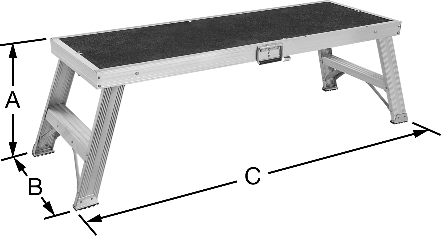 Katlanabilir Çalışma Platformu, 22-3/4“ Genişlik x 60-1/4” Derinlik Kum Kaplı Kontrplak Üst Basamak