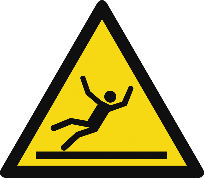 Kayma ve Düşme Önleme ISO Etiketleri, Kaygan Yüzey Sembolü, 1-3/4“ Yükseklik x 2” Genişlik
