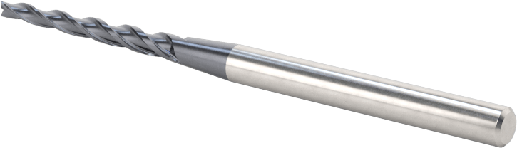 TiAIN Kaplamalı Karbür Konik Kare Uçlu Freze, 3 Oluk, 1 Derece Konik, 1/16" Freze Çapı, 3/4" Uzun Kesim