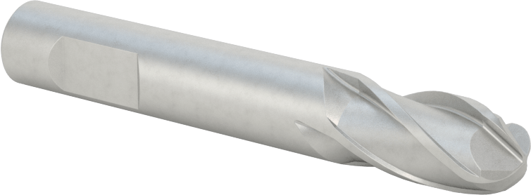 Kobalt Çelik Küresel Uçlu Freze, 4 Yivli, 3/8" Freze Çapı, 3/4" Kesim Uzunluğu