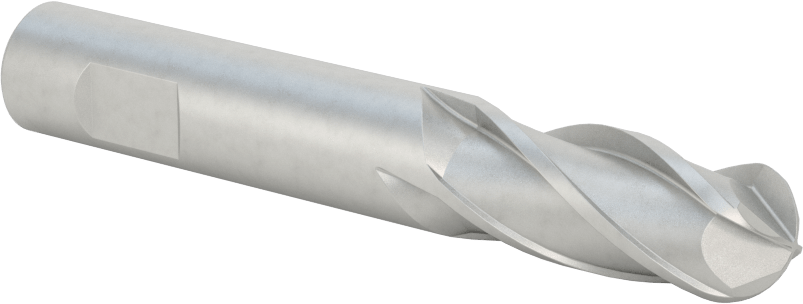 Kobalt Çelik Küresel Uçlu Freze, 4 Yivli, 1/2" Freze Çapı, 1-1/4" Kesme Uzunluğu