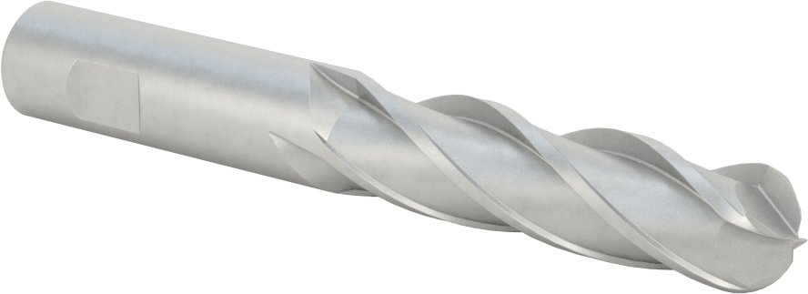 Kobalt Çelik Küresel Uçlu Freze, 4 Yivli, 5/8" Freze Çapı, 2-1/2" Kesme Uzunluğu