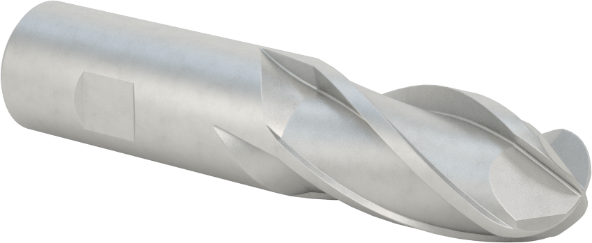Kobalt Çelik Küresel Uçlu Freze, 4 Yivli, 7/8" Freze Çapı, 1-7/8" Kesme Uzunluğu