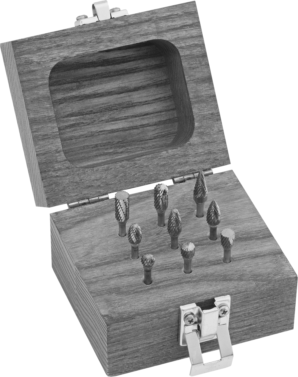 1/8" Çaplı Şaftlı Karbür Freze Ucu Seti, 9 Parça, Tek Kesimli Diş