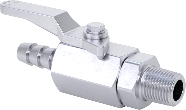 Nikel Kaplı Pirinç Gövdeli Açma/Kapama Vanası, 1/8 NPT Erkek x 1/4" Boru İç Çapı için Standart Dikenli Bağlantı Parçası