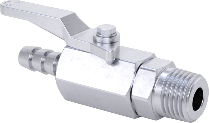 Nikel Kaplı Pirinç Gövdeli Açma/Kapama Vanası, 1/4 NPT Erkek x 1/4" Boru İç Çapı için Standart Dikenli Bağlantı Parçası