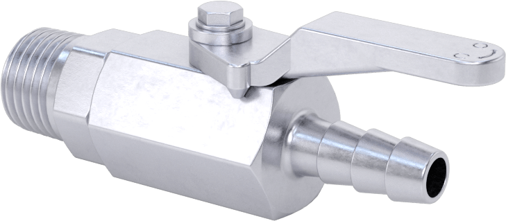 Nikel Kaplı Pirinç Gövdeli Açma/Kapama Vanası, 1/4 NPT Erkek x 1/4" Boru İç Çapı için Standart Dikenli Bağlantı Parçası