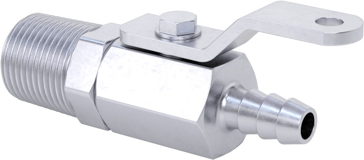 Nikel Kaplı Pirinç Gövdeli Açma/Kapama Vanası, 3/8 NPT Erkek x 1/4" Boru İç Çapı için Standart Dikenli Bağlantı Elemanı