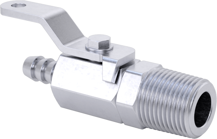 Nikel Kaplı Pirinç Gövdeli Açma/Kapama Vanası, 3/8 NPT Erkek x 1/4" Boru İç Çapı için Standart Dikenli Bağlantı Elemanı