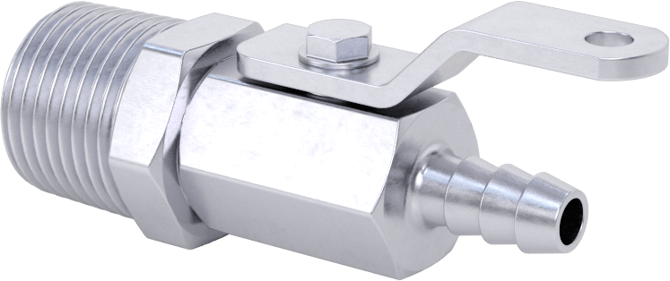 Nikel Kaplı Pirinç Gövdeli Açma/Kapama Vanası, 1/2 NPT Erkek x 1/4" İç Çaplı Boru için Standart Dikenli Bağlantı Elemanı