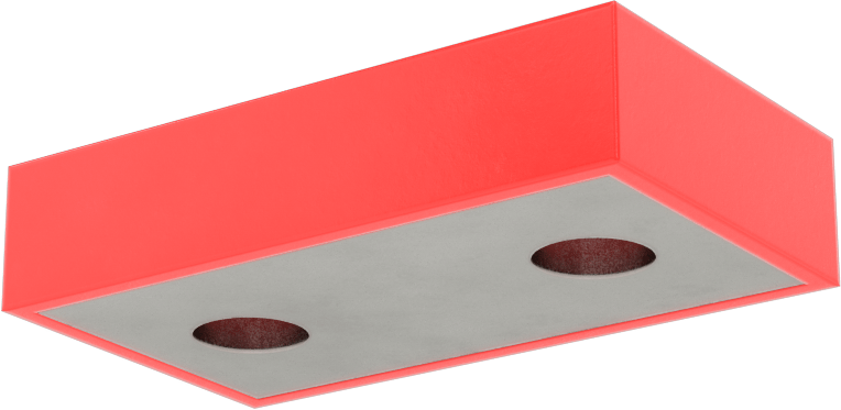 Güçlendirilmiş Poliüretan Dişsiz Delikli Tampon, 1-3/4" Uzunluk, 1" Genişlik, 3/8" Yükseklik, Durometre 80A