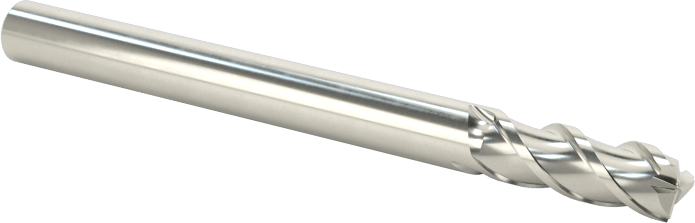 Hızlı Kesim Karbür Yuvarlak Kenarlı Kare Uçlu Freze, Kaplamasız, 1/8" Freze Çapı, 0,03" Köşe Kesim Yarıçapı