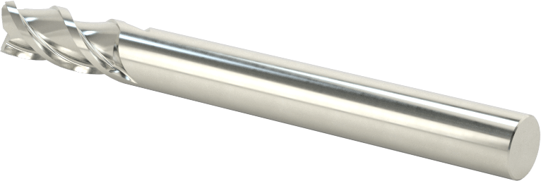 Hızlı Kesim Karbür Yuvarlak Kenarlı Kare Uçlu Freze, Kaplamasız, 1/4" Freze Çapı, 0,02" Köşe Kesim Yarıçapı