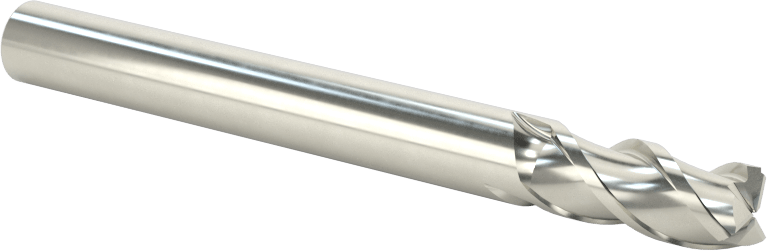 Hızlı Kesim Karbür Yuvarlak Kenarlı Kare Uçlu Freze, Kaplamasız, 1/4" Freze Çapı, 0,03" Köşe Kesim Yarıçapı
