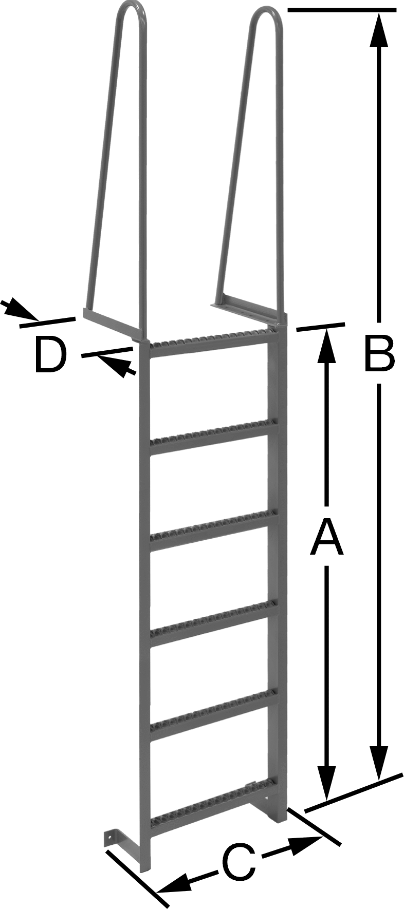 Üstten Montajlı Merdiven, 5 Fit Yükseklik x 28“ Genişlik x 17” Derinlik Toplam
