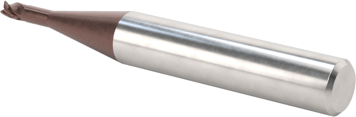 Kopyalama Frezeleme için Yuvarlatılmış Kenarlı Kare Uçlu Freze, Karbür, 2 mm Freze Çapı, 0,1 mm Köşe Kesim Yarıçapı