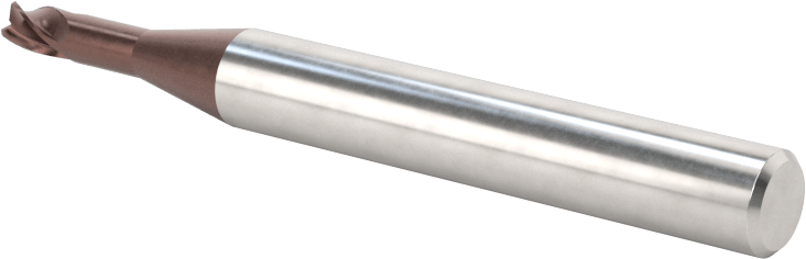 Kopyalama Frezeleme için Yuvarlatılmış Kenarlı Kare Uçlu Freze, Karbür, 3 mm Freze Çapı, 0,3 mm Köşe Kesim Yarıçapı