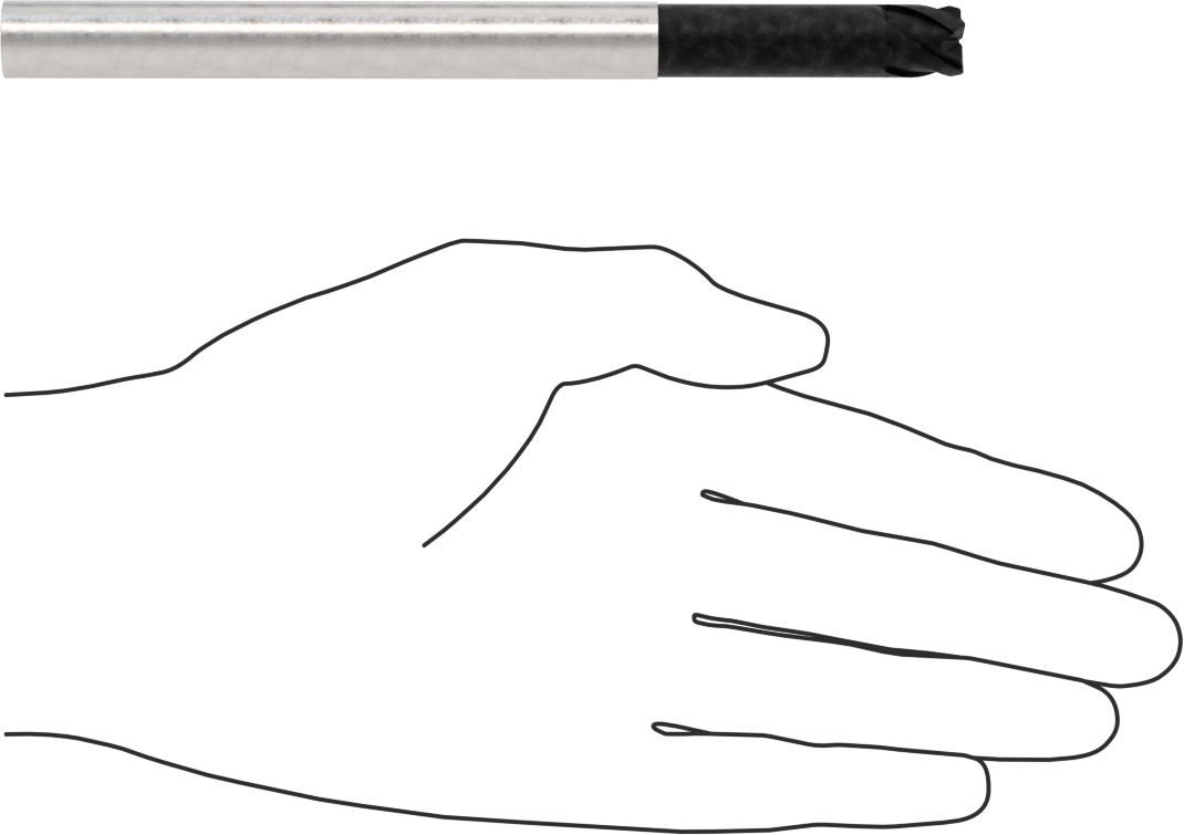 Karbür Yuvarlak Kenarlı Kare Uçlu Freze, 12 mm Çap, 0,5 mm Köşe Kesim Yarıçapı