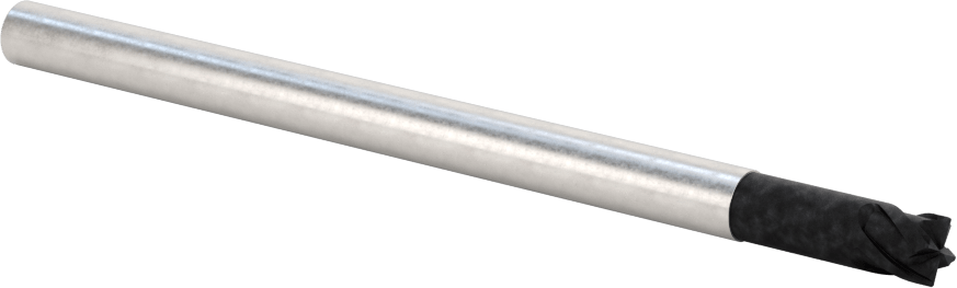 Karbür Yuvarlak Kenarlı Kare Uçlu Freze, 1/4" Çap, 0,015 inç Köşe Kesim Yarıçapı