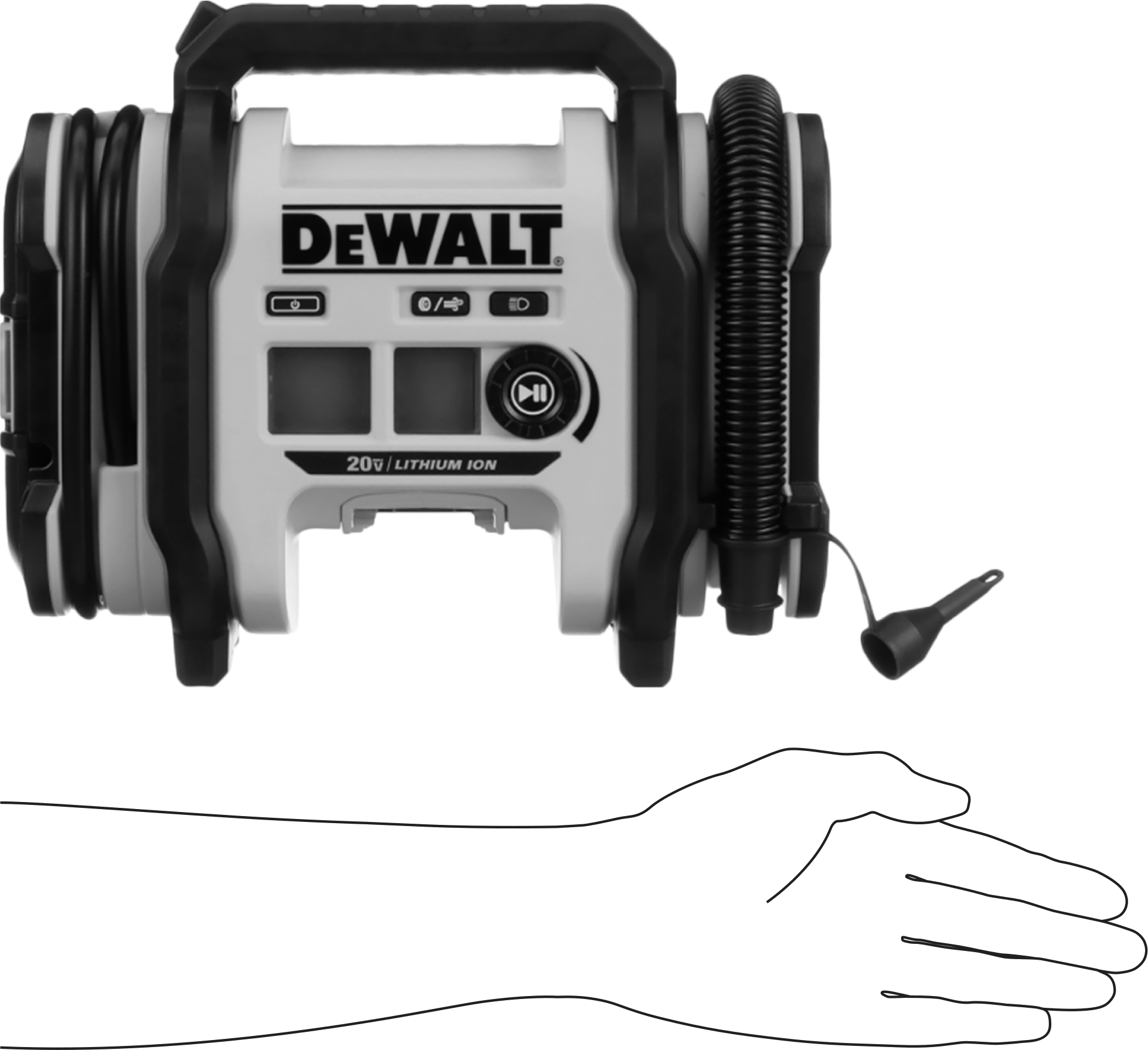 Pille Çalışan Hava Pompası, DeWalt Model Numarası Dcc020Ib, Pil ve Şarj Cihazı Dahil