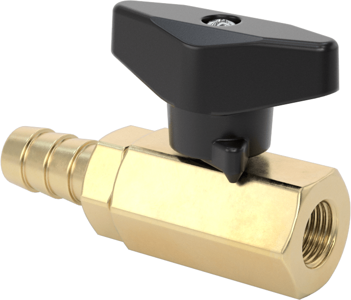 Dişli Bağlantı Parçalı Kompakt Açma/Kapama Valfi, T-Saplı, 1/8 NPT Dişi x 3/8" Boru İç Çapı için Dikenli