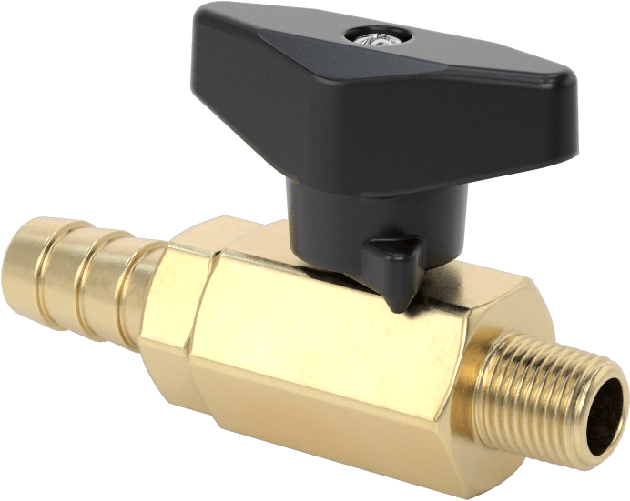 Dişli Bağlantı Parçalı Kompakt Açma/Kapama Valfi, T-Saplı, 1/8 NPT Erkek x 3/8" Boru İç Çapı için Çivili