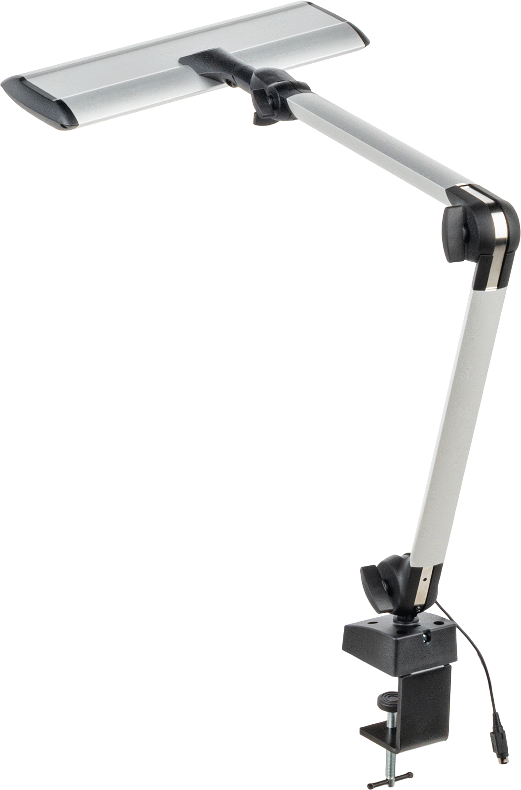 Dahili LED'li Uzun Menzilli İş İstasyonu Işığı, Kelepçeli, Bağlantı Elemanı Montajı, 40" Kol Uzanma Mesafesi, 15-3/4" Baş Uzunluğu