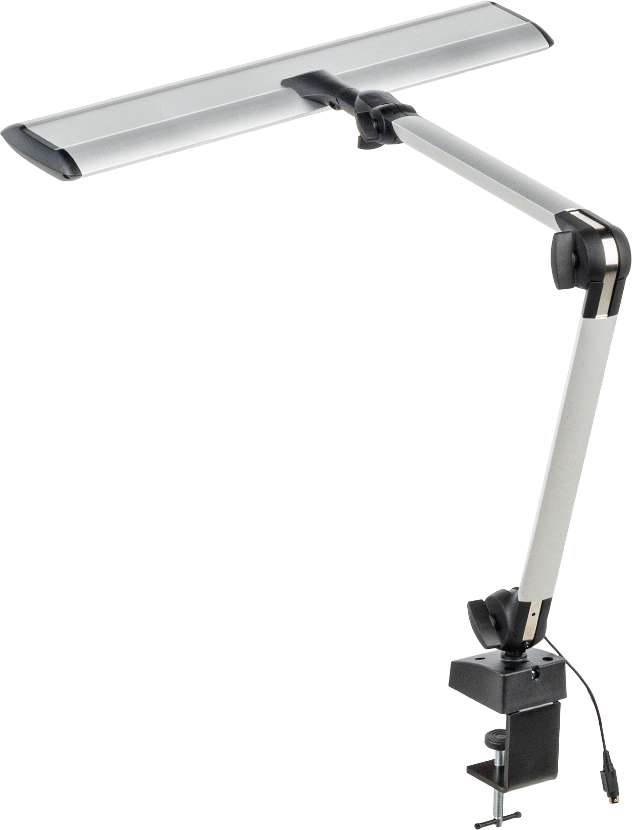 Dahili LED'li Uzun Menzilli İş İstasyonu Işığı, Kelepçeli, Bağlantı Elemanı Montajı, 40" Kol Uzanma Mesafesi, 22-3/4" Baş Uzunluğu