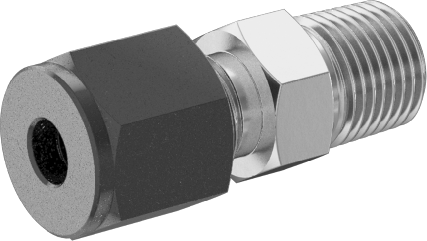 Paslanmaz Çelik Borular için Hassas Sıkıştırma Bağlantı Elemanı, 3/16" Boru Dış Çapı x 1/8 NPT Erkek için Düz Adaptör