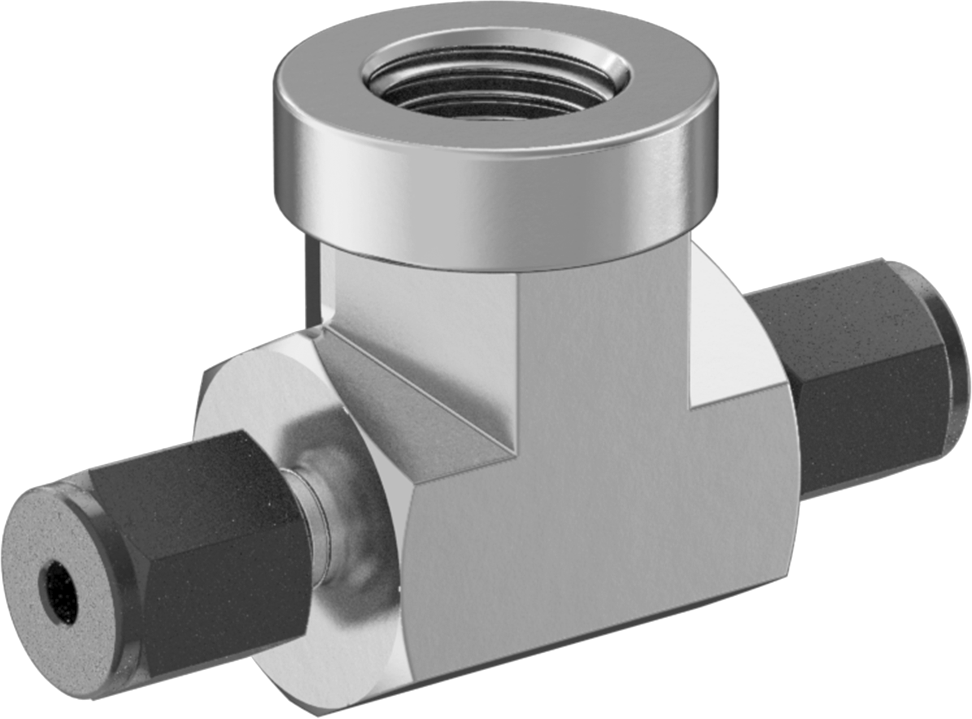 Paslanmaz Çelik Borular için Hassas Sıkıştırma Bağlantı Elemanı, 1/8" Dış Çaplı Boru x 1/4 NPT Dişi için Hat Üstü T Adaptörü