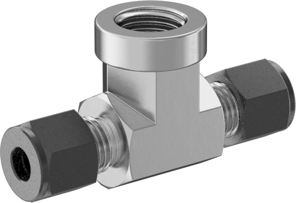 Paslanmaz Çelik Borular için Hassas Sıkıştırma Bağlantı Elemanı, 1/4" Dış Çaplı Boru x 1/4 NPT Dişi için Hat Üstü T Adaptörü