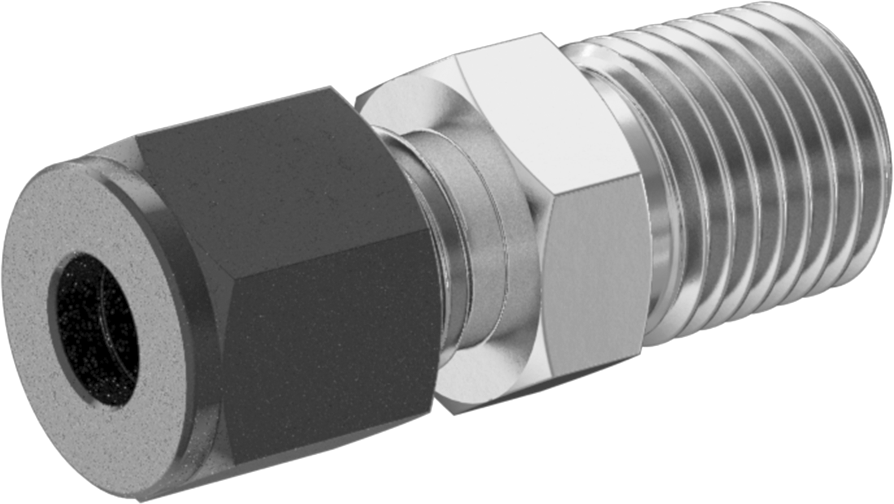 Paslanmaz Çelik Borular için Hassas Sıkıştırma Bağlantı Elemanı, 1/4" Boru Dış Çapı x 1/4 NPT Erkek için Düz Adaptör