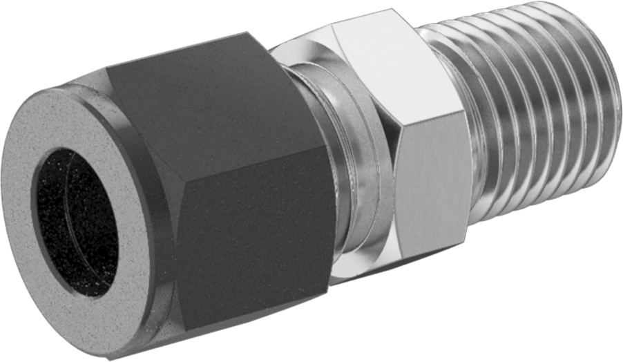 Paslanmaz Çelik Borular için Hassas Sıkıştırma Bağlantı Elemanı, 3/8" Boru Dış Çapı x 1/4 NPT Erkek için Düz Adaptör