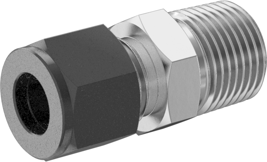 Paslanmaz Çelik Borular için Hassas Sıkıştırma Bağlantı Elemanı, 3/8" Boru Dış Çapı x 3/8 NPT Erkek için Düz Adaptör