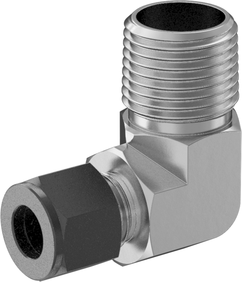 Paslanmaz Çelik Borular için Hassas Sıkıştırma Bağlantı Elemanı, 3/8" Dış Çaplı Boru x 1/2 NPT Erkek için 90 Derece Dirsek