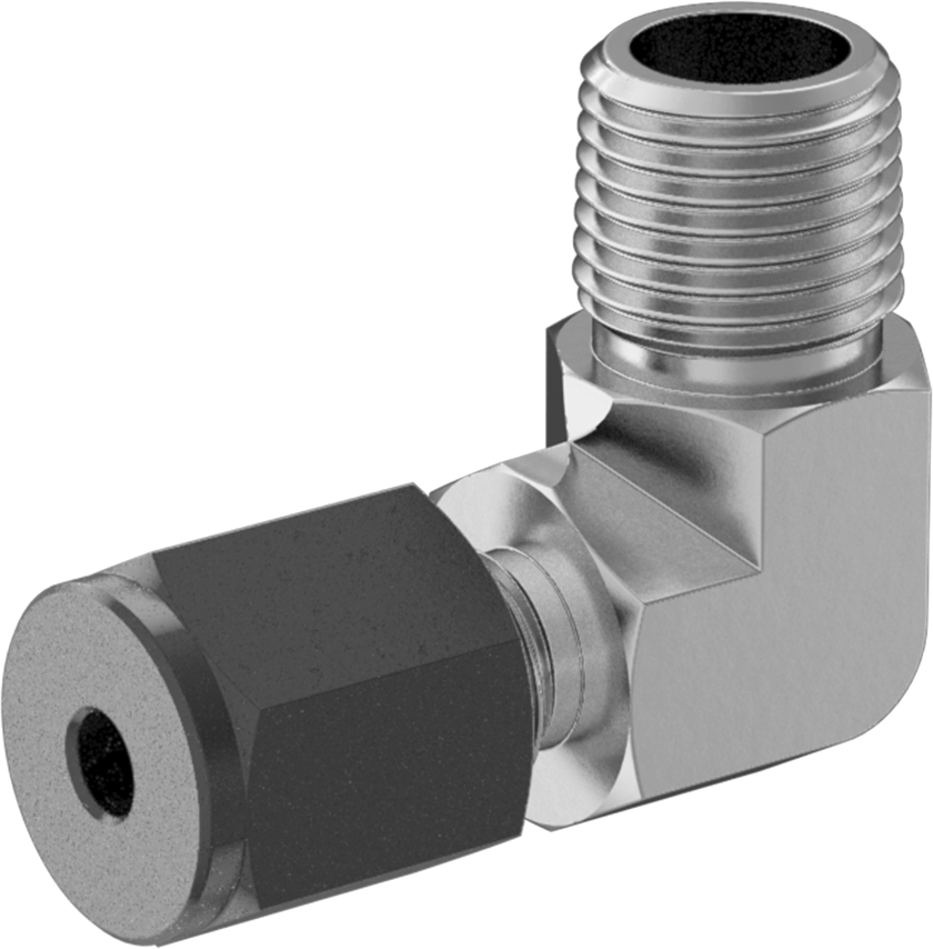 Paslanmaz Çelik Borular için Hassas Sıkıştırma Bağlantı Elemanı, 1/8" Boru Dış Çapı x 1/8 NPT Erkek için 90 Derece Dirsek