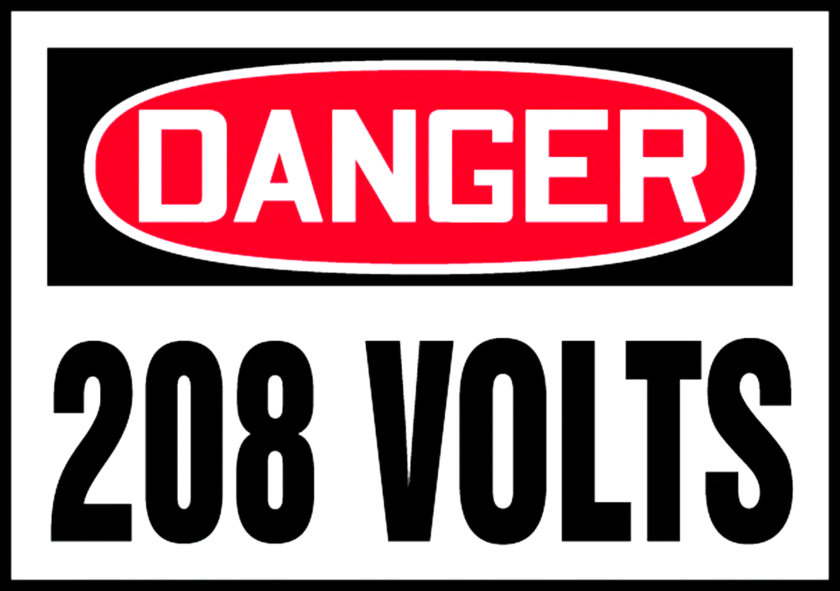 Elektrik Tehlikesi Etiketleri, Tehlike-208 Volt Mesajı